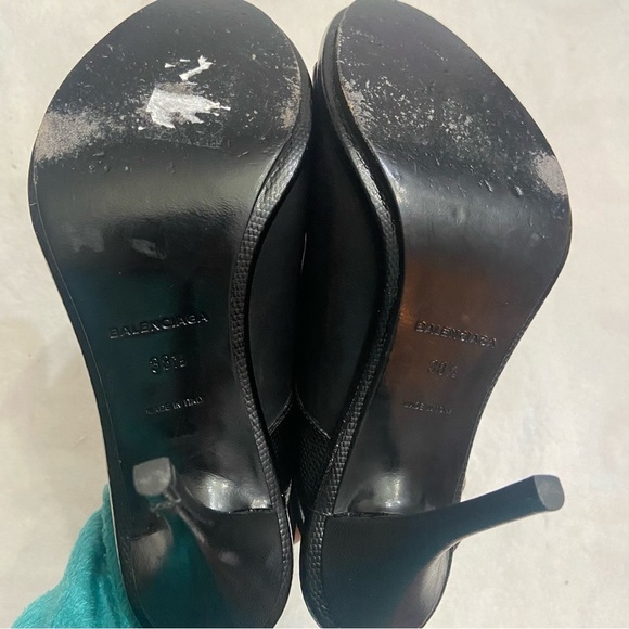 Balenciaga heeled slingback peeptoe mules black leather 38.5 - Picture 4 of 11